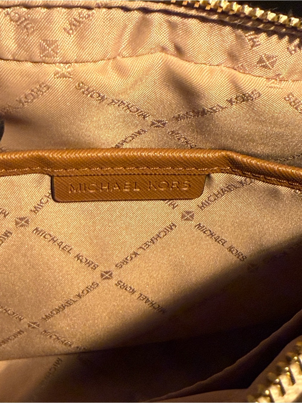 Michael Kors Beige and Brown MK Logo Crossbody Bag - Picture 6 of 7